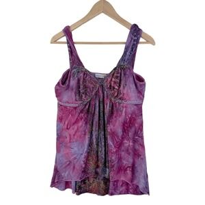 Unity World Wear Tie Dye Tank Top Women's L Purple Boho Festival Y2K Boho‎